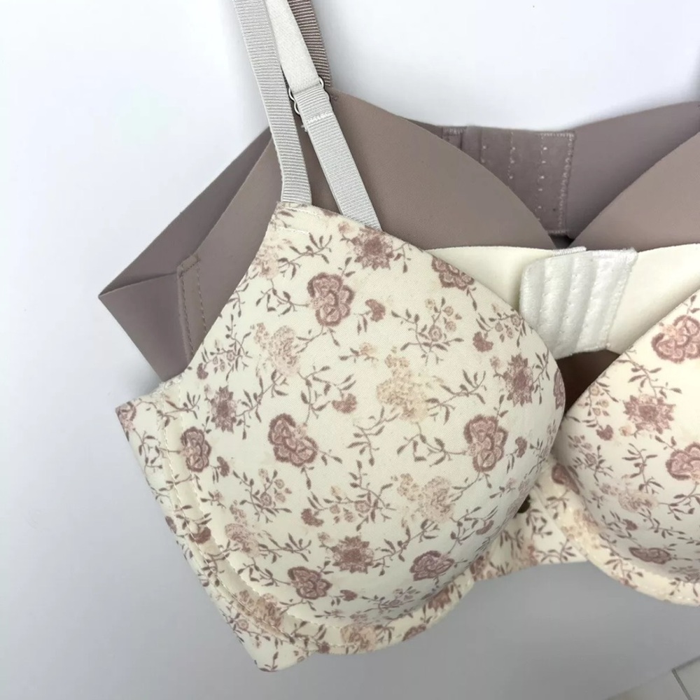 2-PACK LUCKY BRAND UNDERWIRE LIGHT LIFT DEMI WOMEN Light Brown & Floral SET 36C - Picture 8 of 9